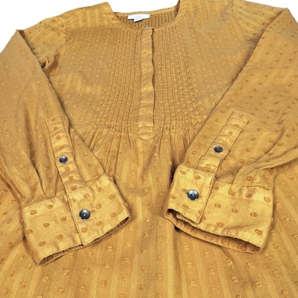 J.JILL Yellow Mustard Tunic Boho Long Sleeve Peasant Blouse Top Size XS Petite - Picture 12 of 16